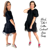 Black Tulle & Cotton Contrast Josie Dress