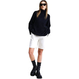 Black Split Back Seine Sweater