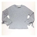 Heather Grey French Terry Tie Sleeve Top