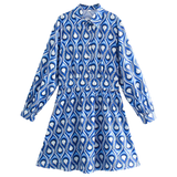 Blue Teardrop Geo Dress