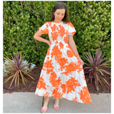 Orange Smocked Ruffle Leland Dress