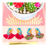 Multicolor Gemstone Parrot Fringe Earrings