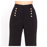 High Waisted Cropped Flare Pants with Sailor Shank Button Front AND Back