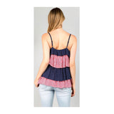 Red Stripe & Navy Dots Tiered Cami