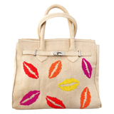 Lips Handmade Beaded Canvas Bag