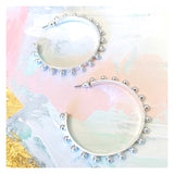 Brushed Gold or Silver STUDDED 2” Hoops