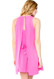 Bubblegum Pink Sleeveless Shift Dress with Flyaway Back & Self Tie
