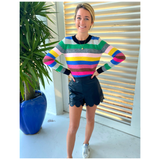 METALLIC Candy Stripe Mohair Blend Knit Jojo Sweater