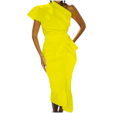 Canary Yellow One Shoulder St. Tropez Dress