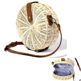 Ivory Hard Sided 8” Straw Bag with Detachable Cognac Strap