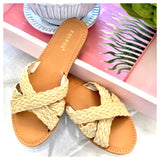 Woven Raffia Crisscross Sandals