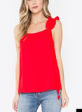 Tomato Red OR White Ruffle Cami with Drop Ties