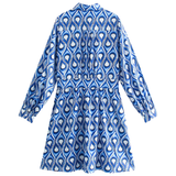 Blue Teardrop Geo Dress