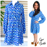 Blue Teardrop Geo Dress