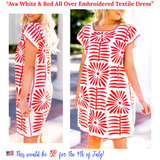 Ava White & RED Or PINK All Over Embroidered Textile Dress