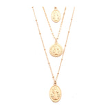 Brushed Gold St. Benedict Triple Pendant Necklace