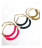 Gold Multi Color Beaded Hoop Earrings