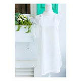 White Halter Shift Dress with Front & Rear Scalloped Columns