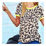 Neon Green & Leopard French Terry Knit Tee