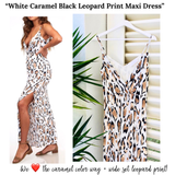 White Caramel Black Leopard Print Maxi Dress