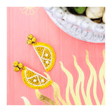 Yellow Beaded & Jeweled Lemon Earrings