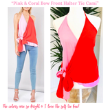 Pink & Coral Bow Front Halter Tie Cami