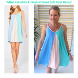 Mint Colorblock Pleated Front Soft Knit Dress