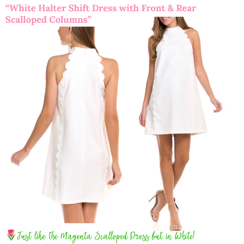 Scalloped open top back shift dress