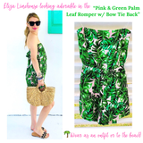 Blush Pink & Green Palm Leaf Romper with Open Tie Back
