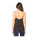 Black Scalloped Cami with Lace Side Panels & Side Ties