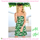 Limited Edition Troop Palm Springs Jacquard Palm Leaf & Pink Contrast Strapless Dress with Boning