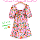 Pink Orange Print Romper with Banded Waist