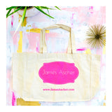 James Ascher Canvas & Pink Logo Shopping Tote