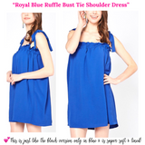 Royal Blue Ruffle Bust Woven Tie Shoulder Dress