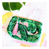 Troop Palm Springs Pink & Green Palm Leaf Tassel Bag